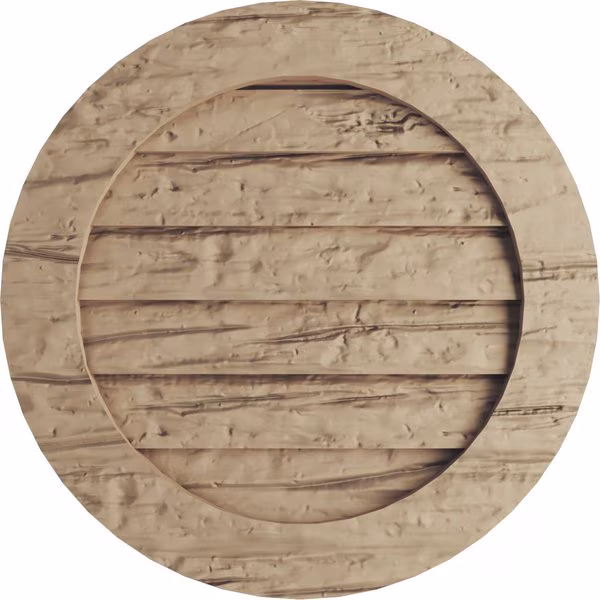 Timberthane Riverwood Round Faux Wood Non-Functional Gable Vent, Primed Tan, 21